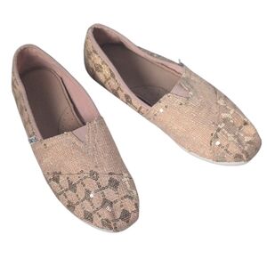 Toms Alpargata Slip On Shoes Gold Sequins Size 8